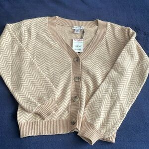 NWT Button down cardigan. Color tan and cream, Size M